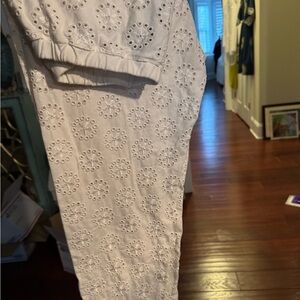 Johnny Was White Eyelet Ankle leggings